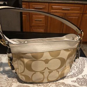 Small Ivory/Gold Coach Purse